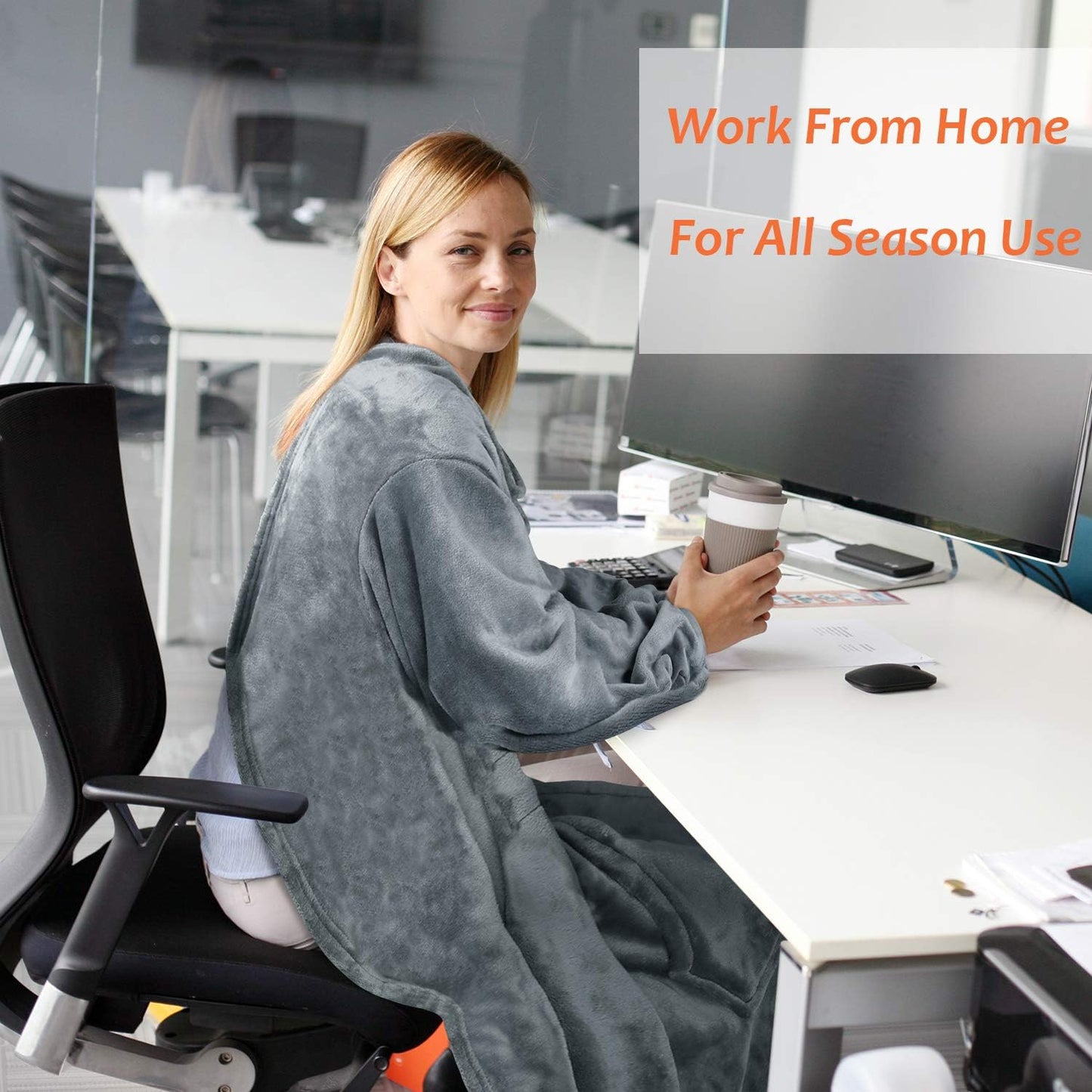 Solaris Wearable Blanket with Sleeves for Adults, Softness Comfort Warmth Fleece Gift for Women Men, Snuggy Body Throw TV Blanket for Home Office Lounge, Gift for Your Lover