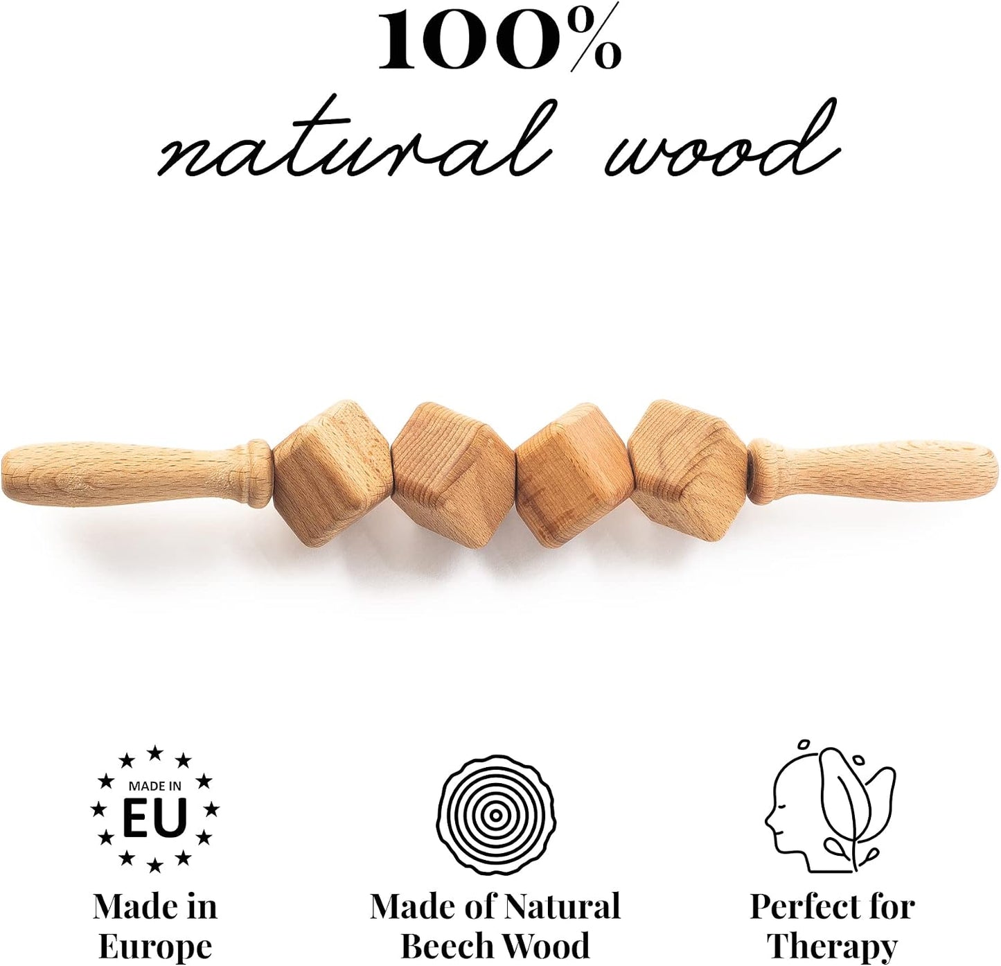 tuuli Accessories - Dice Wooden Massage Roller for Waist and Thigh, Multi-Functional Body Roller for Cellulite and Muscle Tension, Natural Massager for Women and Men