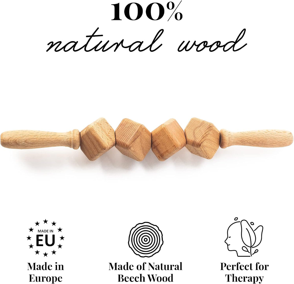 tuuli Accessories - Dice Wooden Massage Roller for Waist and Thigh, Multi-Functional Body Roller for Cellulite and Muscle Tension, Natural Massager for Women and Men