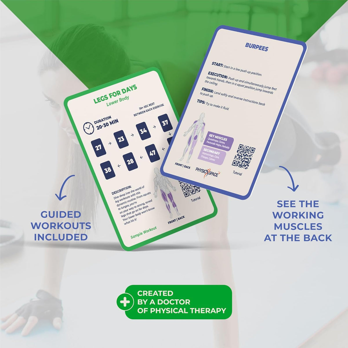 100 Bodyweight Exercise Cards – Illustrated Home Workout Flash Card Deck Designed by a Physical Therapist for Strength Training with No Equipment for Men and Women