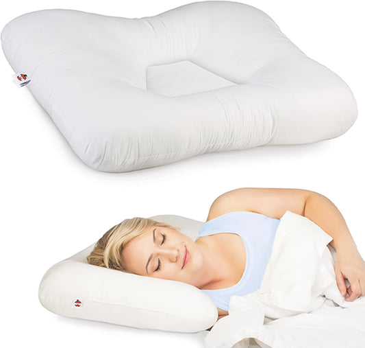 Tri-Core Ergonomic Cervical Pillow Neck Pain Relief Petite WH Firm | Contoured cervical pillow supports spinal alignment for side and back sleepers to promote neck comfort and restful sleep.