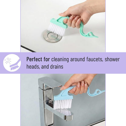 Slick- Window Track Cleaning Brush, 2 Pack, Yellow/Purple Ergonomic Handle, Built-in Scraper, Multipurpose, Window Track Cleaning Tools