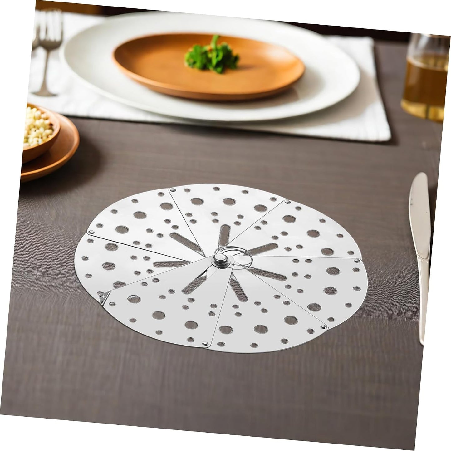 NUOBESTY Adjustable Kitchen Spill Stopper Lid Stainless Steel Anti-overflow Cover with Filter Holes Household Pot Overflow Stopper for Cooking and Boiling