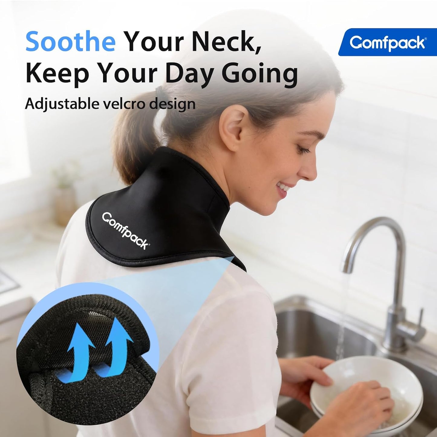 Comfpack Neck Ice Pack Wrap, Soft Gel Ice Packs for Neck Shoulder Reusable | Hot & Cold Compress Cold Pack for Surgery, Injuries, Swelling, Stiffness, Muscle Tension, Office Pressure
