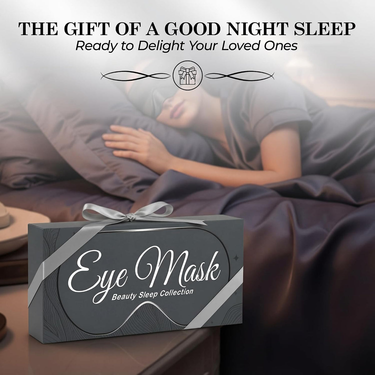 SLEEP SANCTUARY 100% Pure Mulberry Silk Sleep Mask - 22 Momme Light Blocking 3D Contour Silk Eye Mask for Sleeping - Secure Fit for Side Sleepers, Women & Men - Cloud Soft (Misty Blue)