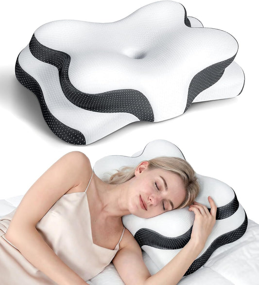 Osteo Cervical Pillow for Neck Pain Relief, Hollow Design Odorless Memory Foam Pillows with Cooling Case, Adjustable Orthopedic Bed Pillow for Sleeping, Support for Side Back Sleepers