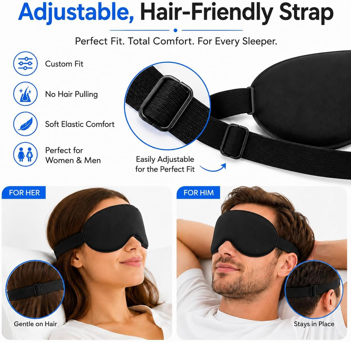 Cooling Sleep Mask with Mulberry Silk Surface & Removable Gel Pack