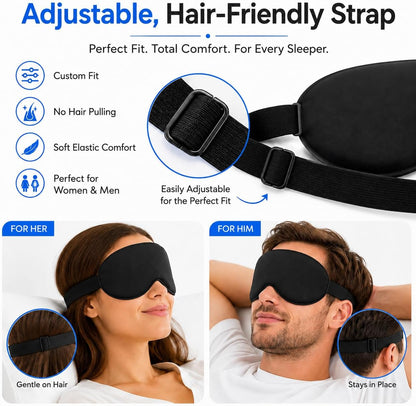Cooling Sleep Mask with Mulberry Silk Surface & Removable Gel Pack