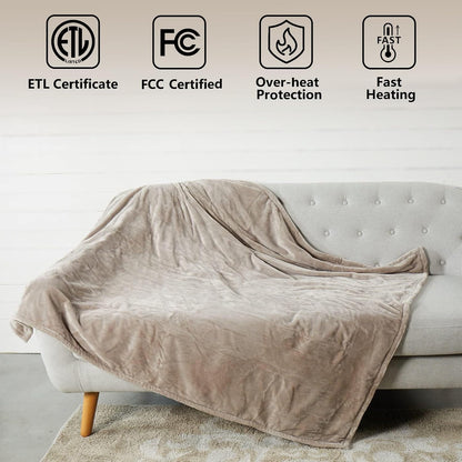 Tefici Heated Blanket Throw,Ultra Soft 2-Layer Flannel Electric Blanket