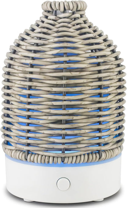 VICTORIA AROMA Essential Oil Diffuser - Multifunction Aromatherapy Diffuser 7 LED Color Changing Light 100ML Rattan Diffuser Easy to Clean Suitable for Home,Office (Tan)