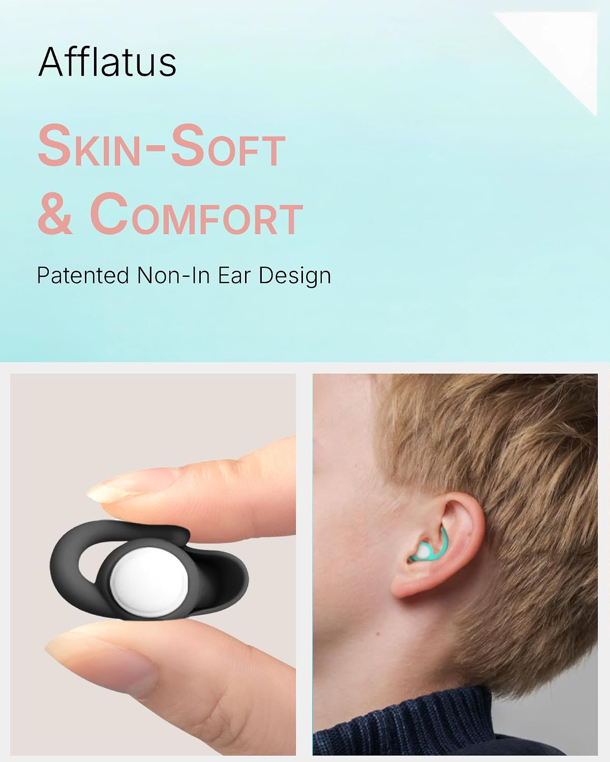 Afflatus Kids Ear Plugs for Sleeping and Small Ear Canls, Age 10-17, Comfort Earplugs for Small Ears, Sleep, Noise Reduction, Concerts, Reusable, Washable (Size S, Pairs*2)