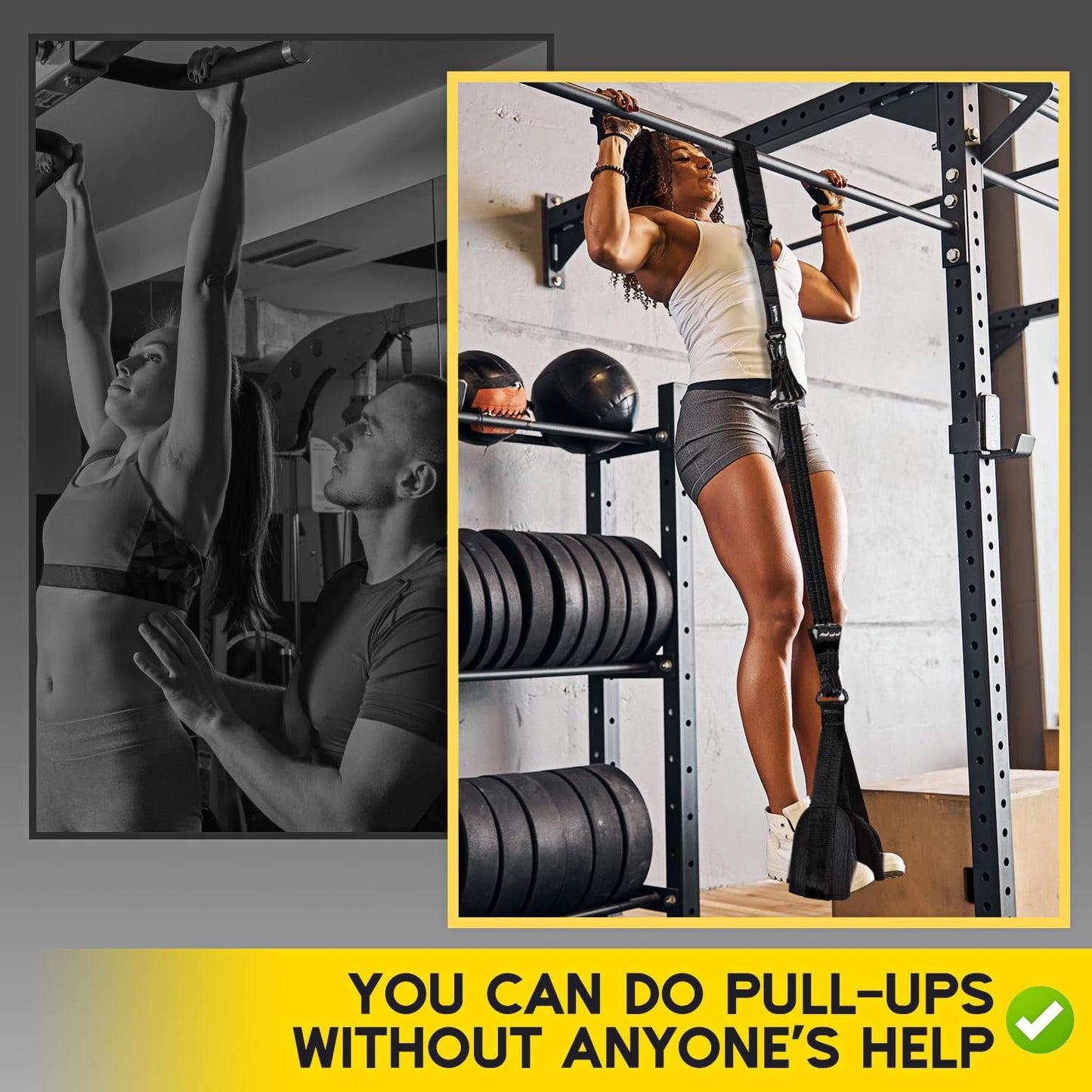 Pull Up Assistance Bands, Adjustable Heavy Duty Resistance Band for Pull Up, 3 Pull Up Bands, Comfortable Fabric Feet/Knee Rest, Assistance Bands for Pull-Up, Home Fitness, Body Stretching