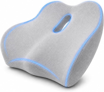 X Large Memory Foam Seat Cushion for Office Chair, High-Density Pad with Non-Slip Bottom and Adjustable Strap, Tailbone Pressure Relief for Long Sitting, Desk Work, Car, Wheelchair, Black