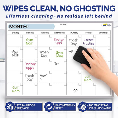Large Magnetic Weekly Planner for Fridge, Dry Erase Whiteboard | 17x12" Stain-Resistant Surface, Strong Full-Back Magnet, 7-Day Weekly Planner for Meals & Chores, 4 Markers & Eraser