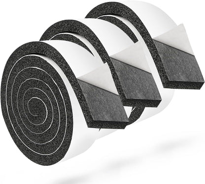 2 Rolls Foam Seal Tape for Door Window Insulation, Soundproof and Shockproof Foam Adhensive Strip, 3/8" Wx3/16 T Single Sided Foam Tape, Cold Air and Draft Closed Cell Seal Strip,Total 32FT