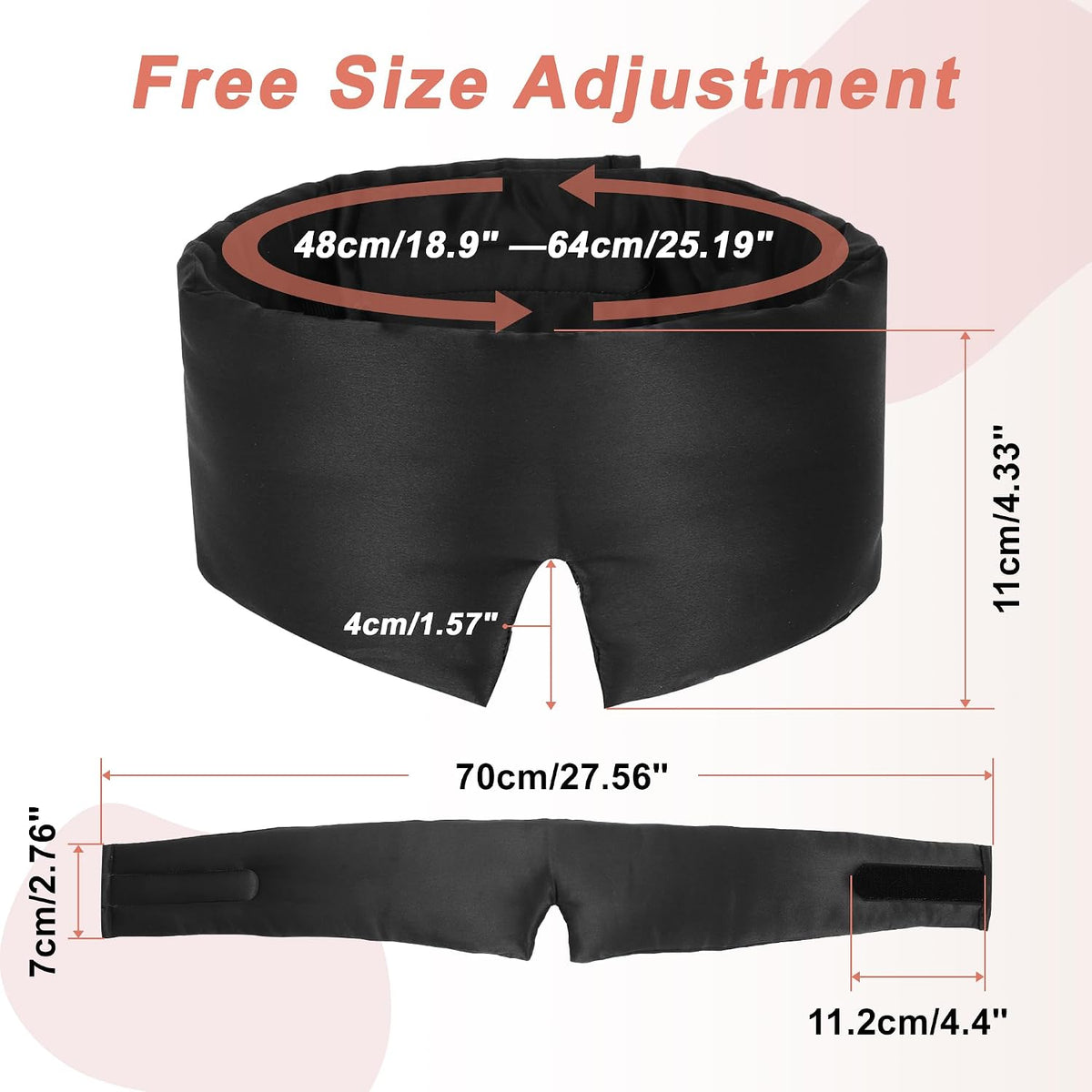 VOCOSTE 3D Pure Silk Sleep Mask with Travel Pouch, Black