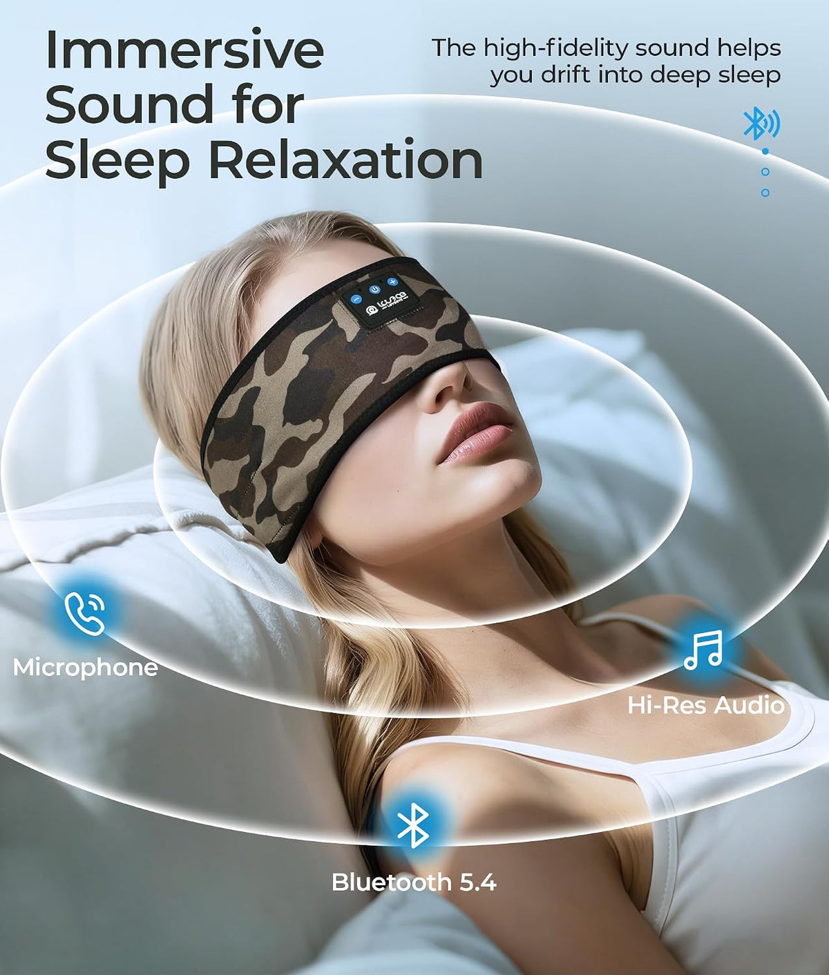 LOVE EYE Sleep Sport Headphones Wireless Bluetooth 5.4 Headband Headphone