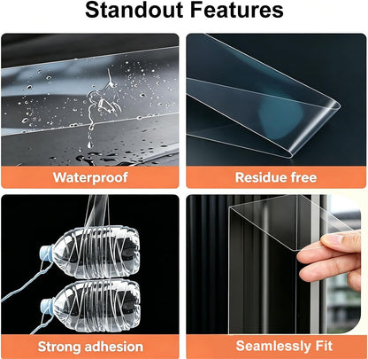 Window Sealing Tape 2 Inch x 33 FT Transparent Window Draft Insulation Residue-Free Clear Weather Stripping Caulk Tape Windproof Weatherproof Window Seal AC Units for Window Glass, Doors Gaps