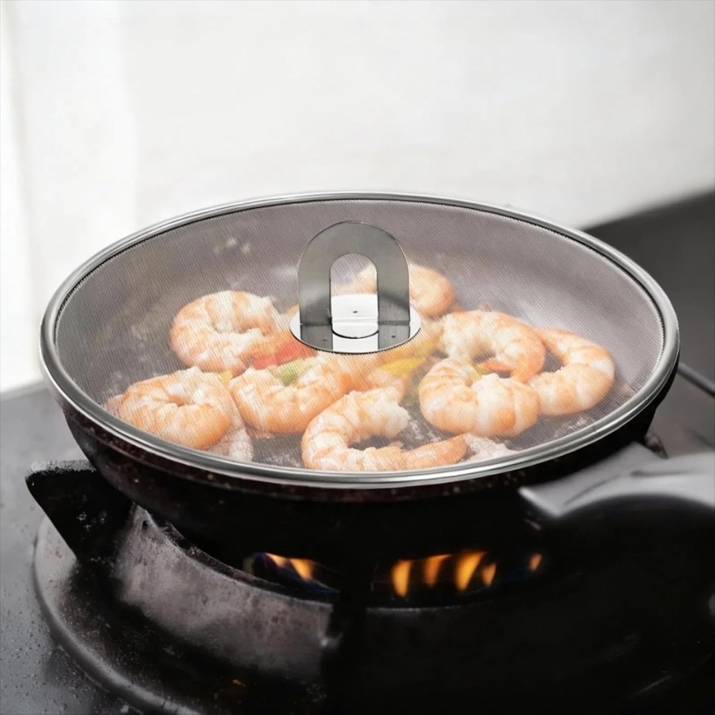 4-Pack Splatter Screen for Cooking - Stainless Steel Grease Splatter Guard for Frying Pan, No Cooking Oil Mess No Burns, Ultra Fine Mesh Lids (8",10", 11.5", 13")