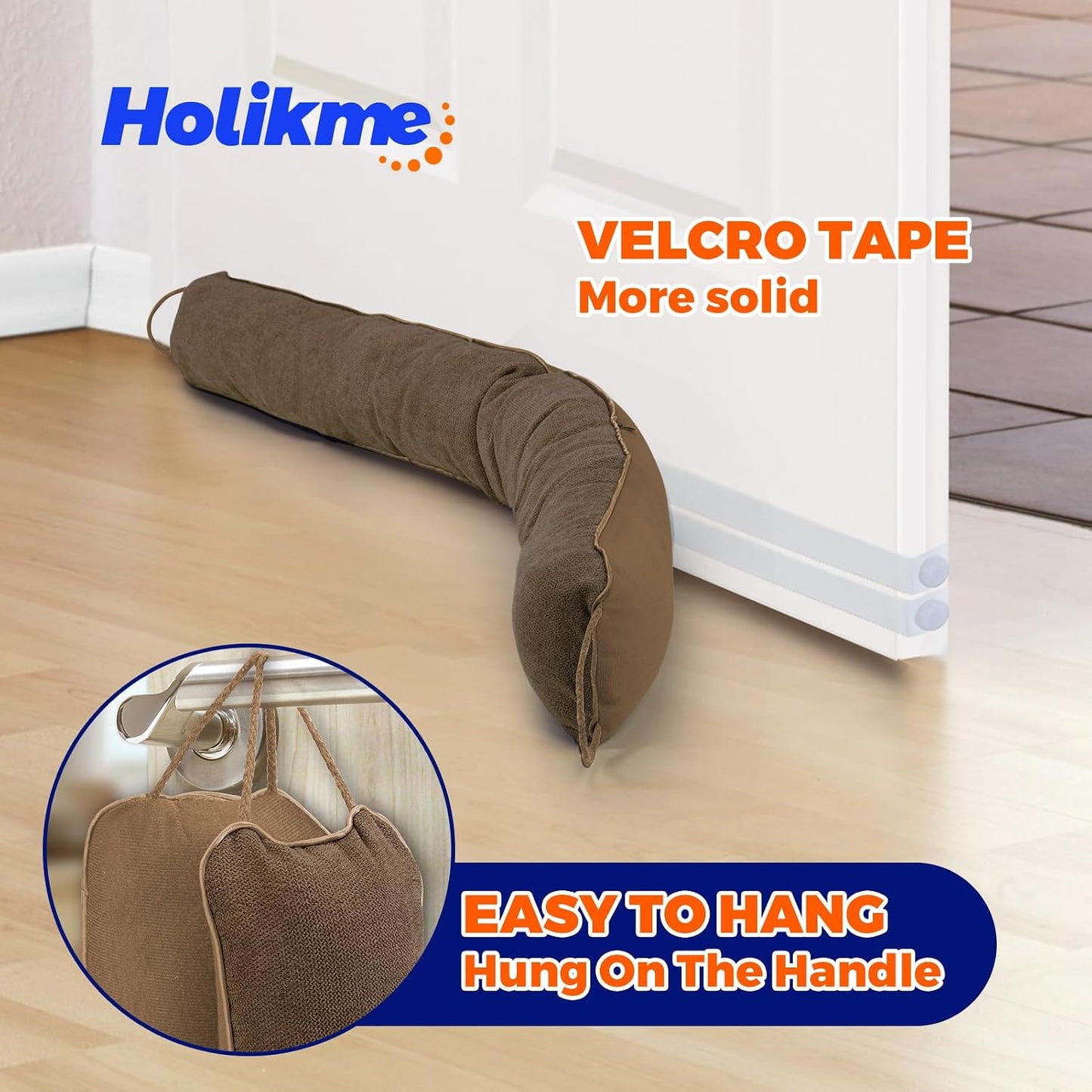 Holikme Weighted Door Draft Stopper - Under Door Seal, 36inch Black | Heavy Duty Fabric, Removable Washable Cover, Hook-and-Loop Fasteners Included, Soundproof & Thermal Insulation, Energy Saving