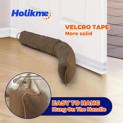 Holikme Weighted Door Draft Stopper - Under Door Seal, 36inch Black | Heavy Duty Fabric, Removable Washable Cover, Hook-and-Loop Fasteners Included, Soundproof & Thermal Insulation, Energy Saving
