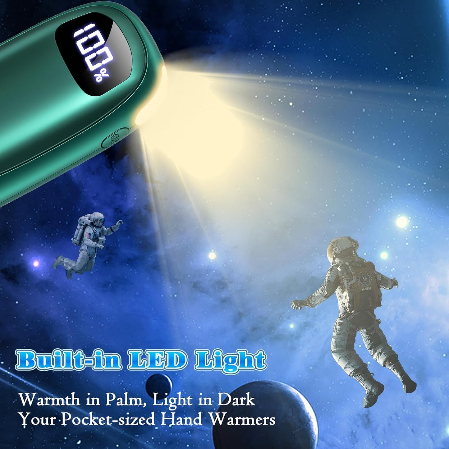 Hand Warmers Rechargeable, Electric Dual-Sided Heating with LED Display & Flashlight, Max 127℉, 13Hrs Long Lasting Pocket Heater for Raynauds, Golf, Hunting, Camping, Birthday Gifts for Men Women