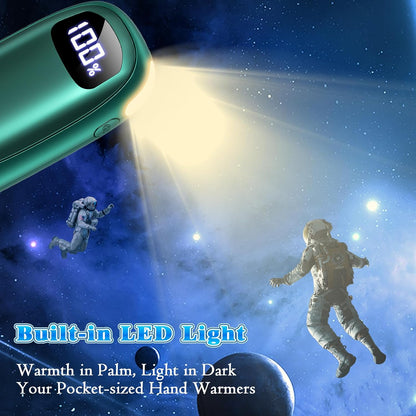 Hand Warmers Rechargeable, Electric Dual-Sided Heating with LED Display & Flashlight, Max 127℉, 13Hrs Long Lasting Pocket Heater for Raynauds, Golf, Hunting, Camping, Birthday Gifts for Men Women