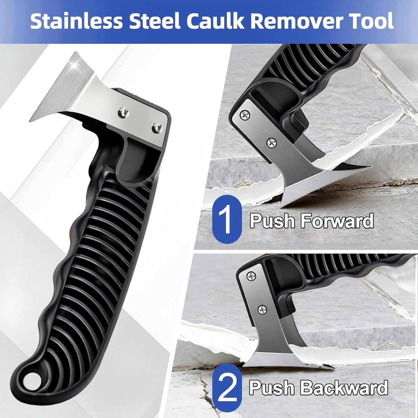 25 PCS Caulking Tool Kit-Caulk Remover,Grout Scraper,Sealant Finishing Tool | Silicone caulking tool with Stainless Steel Scraper & 10 Replacement Blades for Bathroom, Kitchen, Tile, Shower, Sink