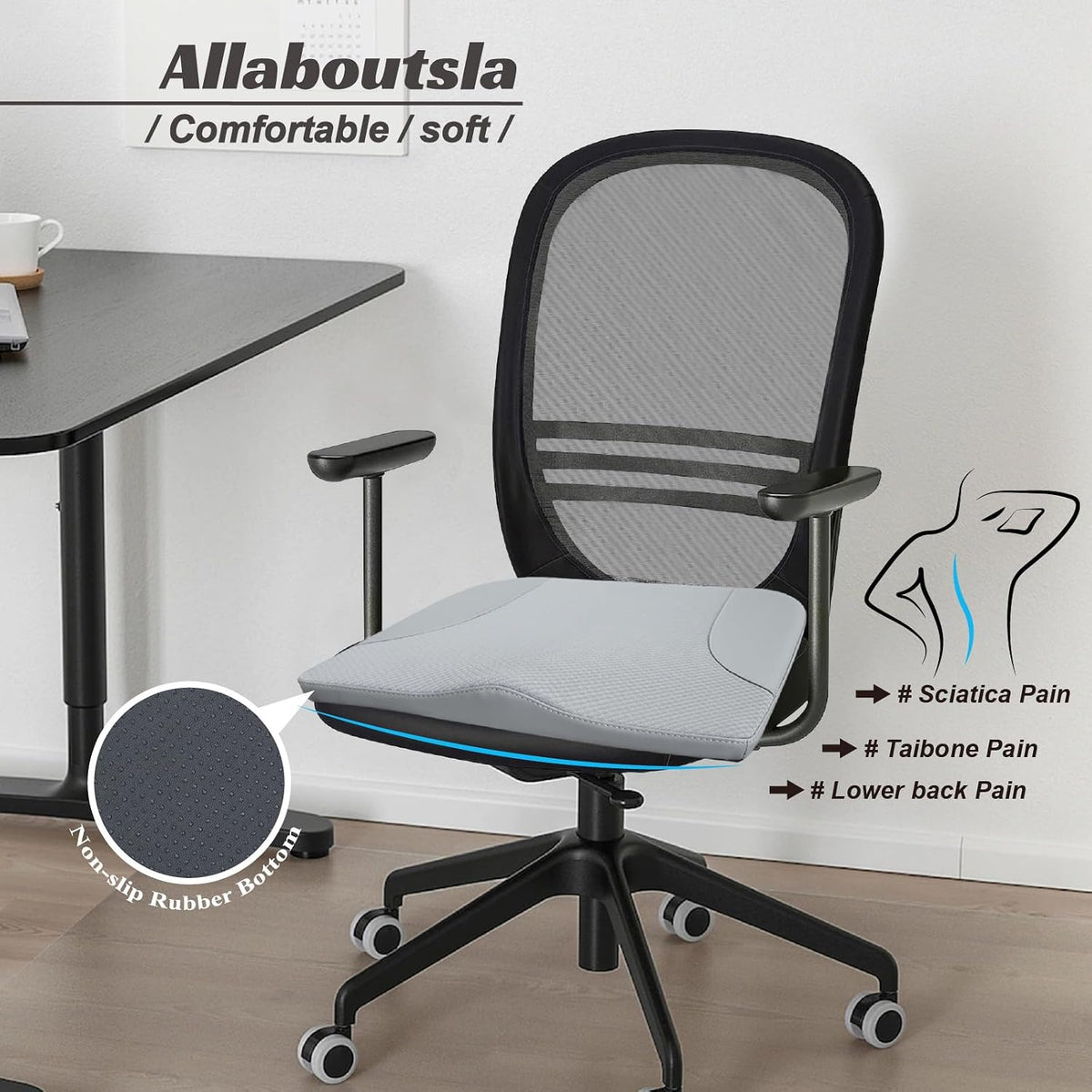 Allaboutsla Car Seat Cushion with Lumbar Support Pillow, Car Back Support
