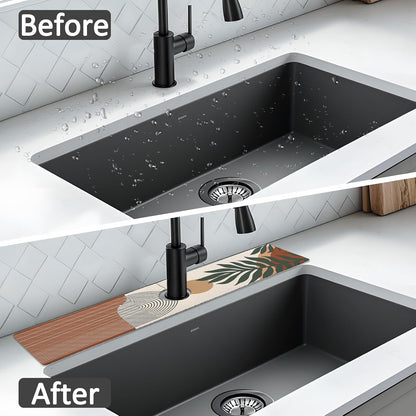 24" X 5.5" Kitchen Sink Splash Guard Faucet Mat Mandala Super Absorbent Fast Drying Faucet Guard & Draining Mat Sink Splash Guard Behind Faucet for Kitchen, Bathroom