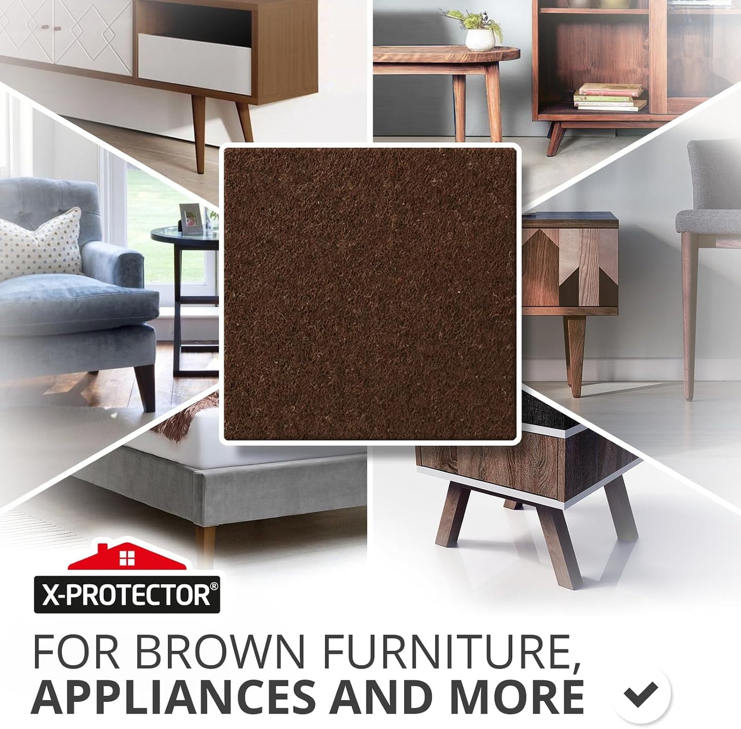 X-Protector Felt Furniture Pads - 20 PCS 6 x 1/2" - Premium Felt Strips | with Adhesive Backing - Rectangular Furniture Pads for Hardwood Floors - Cut Furniture Felt Pads to Size You Need! (Beige)