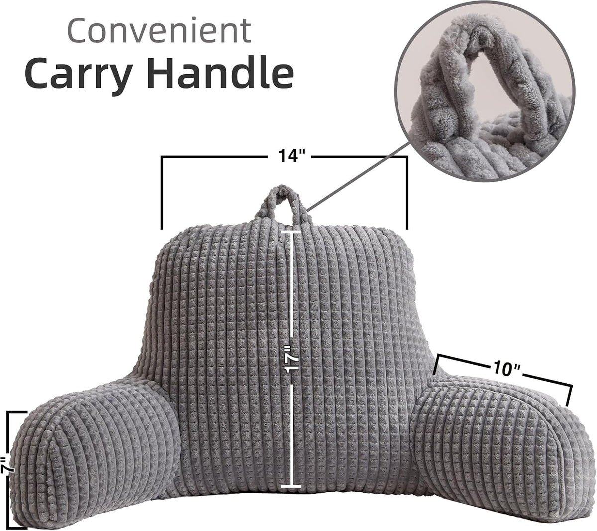 A Nice Night Darkgrey 17" Bed Wedge Pillows with Arms for Sitting