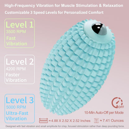 Vibrating Massage Ball for Plantar Fasciitis, Silicone Trigger Point, Myofascial Massage Ball, Deep Tissue Roller for Back, Shoulder, Foot, Muscle Recovery, Hip & Psoas Release Tool (Blue)