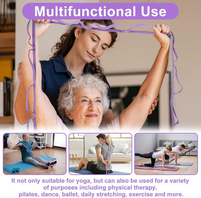 Guirnd 2 PCS Yoga Strap, Non-Elastic Stretching Strap for Women & Men, Stretch Bands for Exercise with 10 Loops for Pilates, Gymnastics, Dance, Exercise