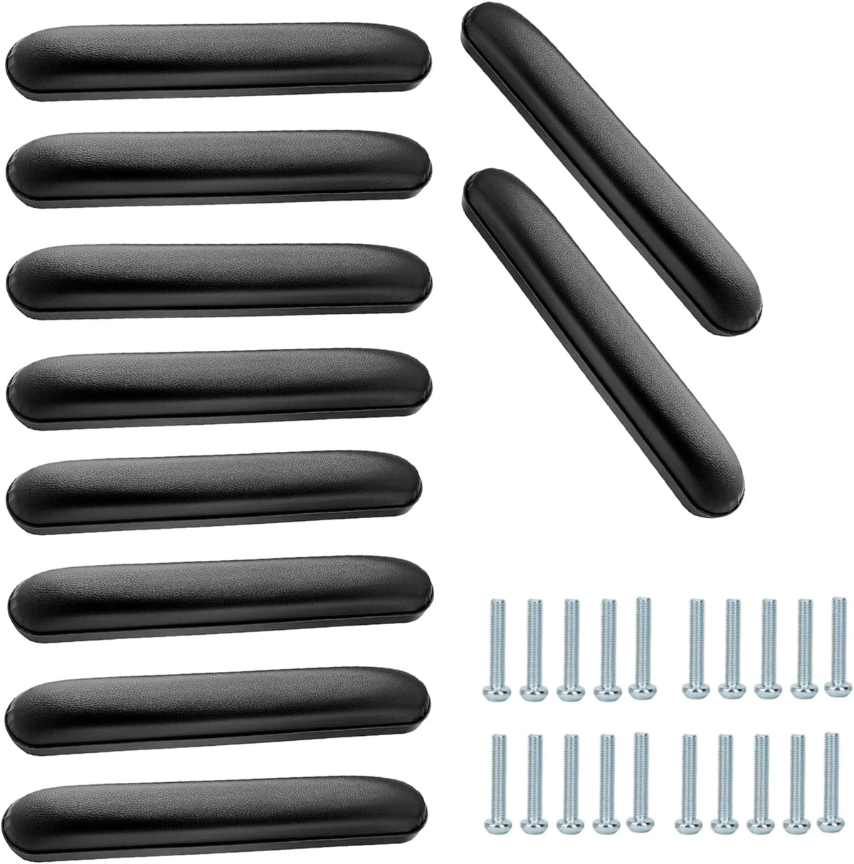 HMZ Full Length Padded Armrest Black 10-1/4" Long Wheelchair and Transport Chair arm Cushions, Black (1 Pair) Compatible with All Brands(10-1/4")