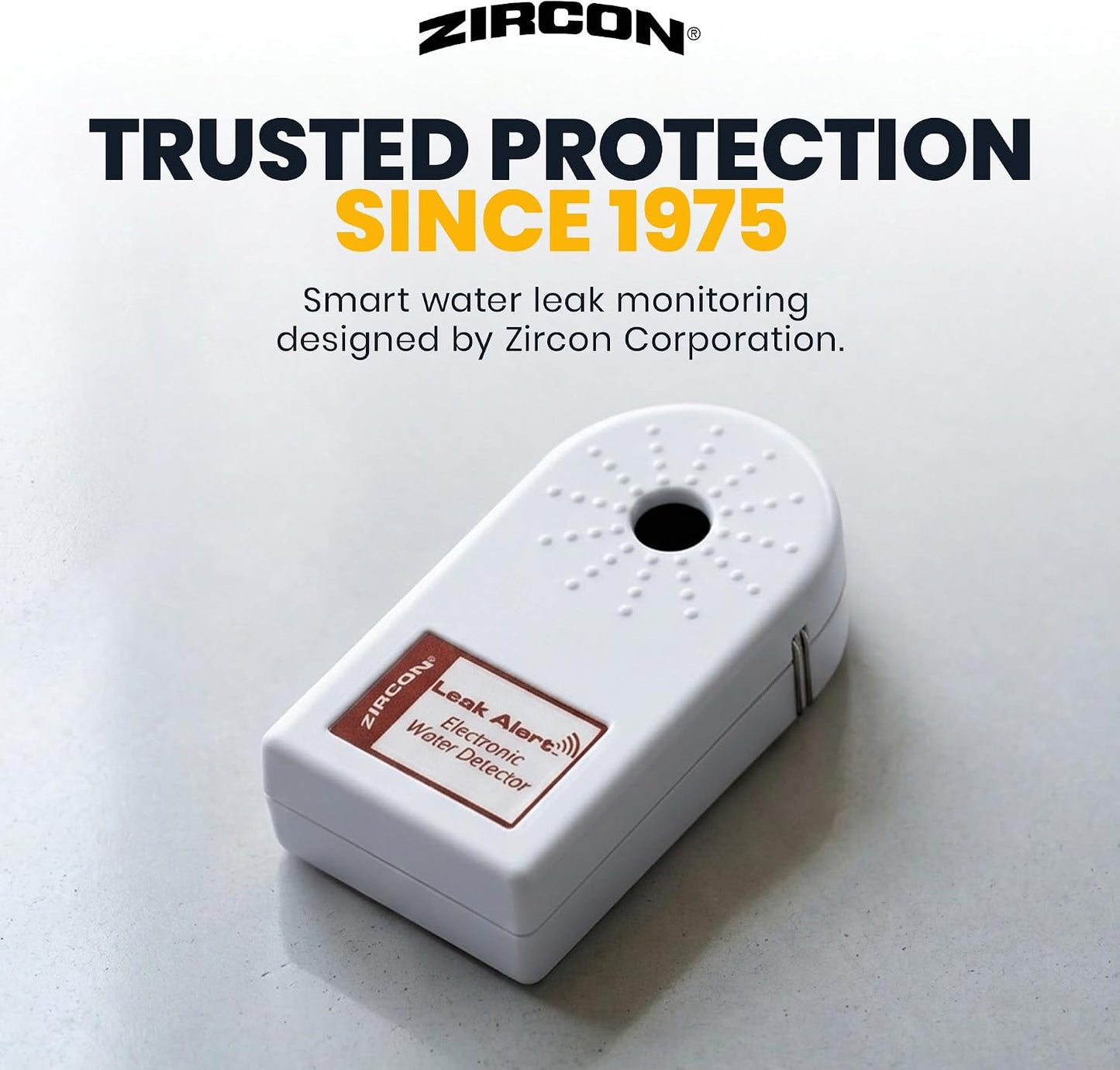 Zircon® Leak Alert™ Water Leak Detector, Loud 90 dB Water Alarm | Detect leaks before costly water damage near water heaters, appliances and plumbing fixtures; no setup required