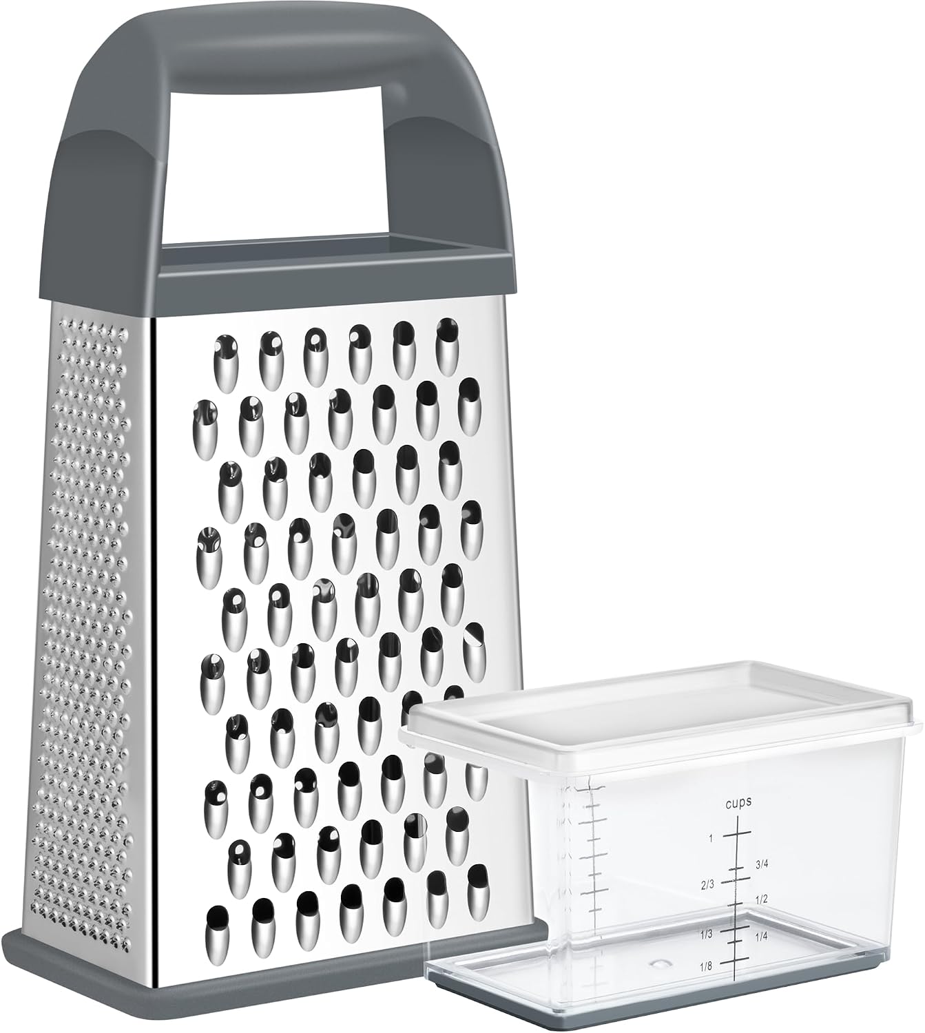 Urbanstrive Cheese Grater With Container Box Grater Stainless Steel Graters for Kitchen Cheese Shredder Parmesan Shredder Kitchen Gadgets Kitchen Tools Kitchen Gifts for Chef Dishwasher Safe Zester