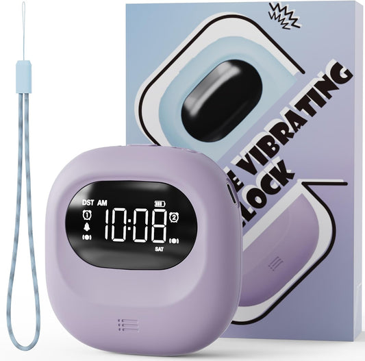 Rechargeable Vibrating Alarm Clock Bed Shaker, 3000mAh Portable Dual Alarm Under Pillow for Teens, Adults, Deaf People, 160 Days Standby for Travel, Dorm, Home Use