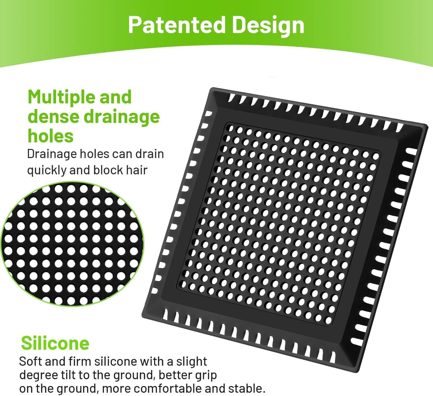 Aluvor Drain Hair Catcher,Shower Drain Cover Hair Catcher Shower Strainer | Square Shower Hair Drain Catcher for Bathroom Floor to Keep Away from Clogged Drain-No Rust!