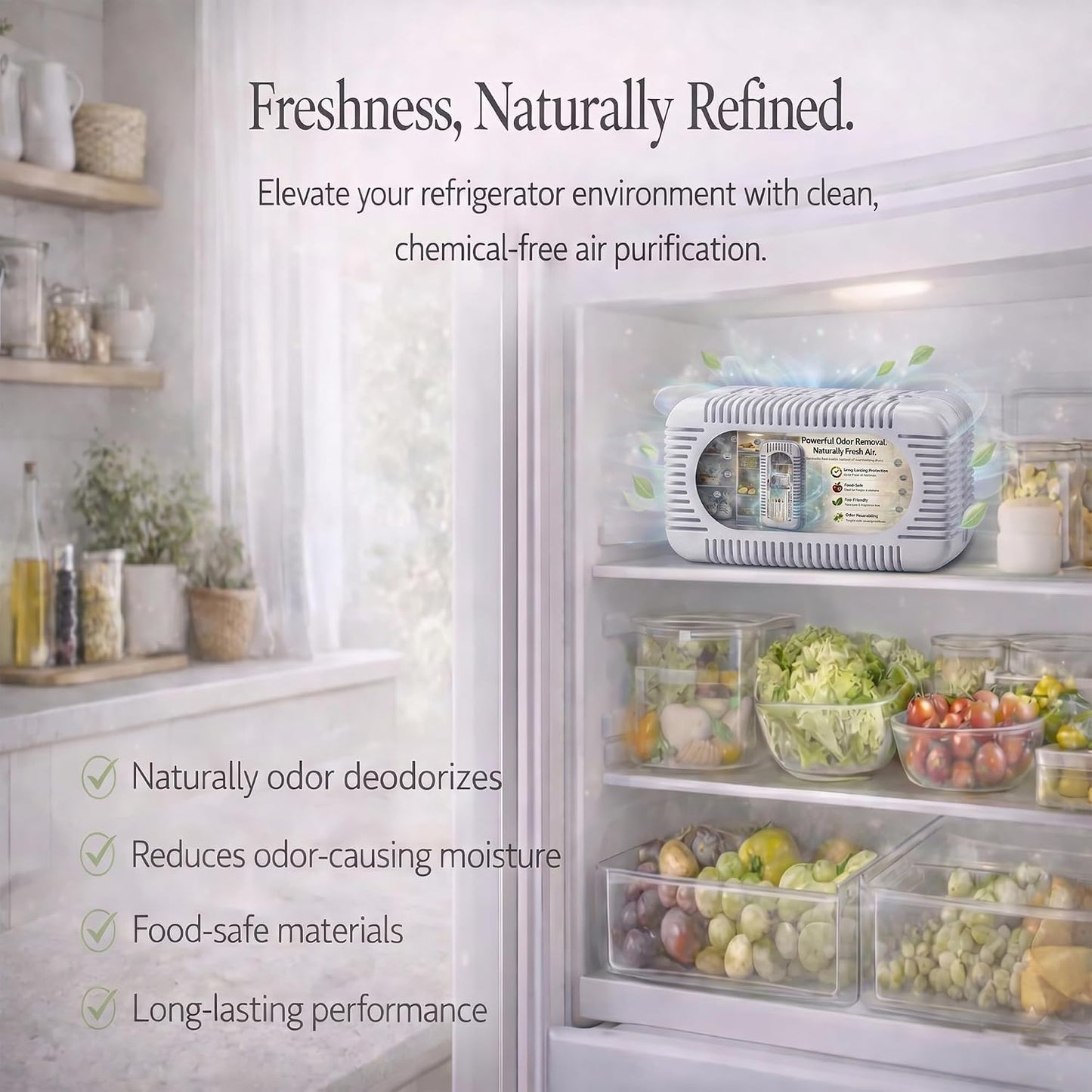 Refrigerator Deodorizer, Activated Charcoal Odor Absorber & Air Freshener | Fridge Deodorizer