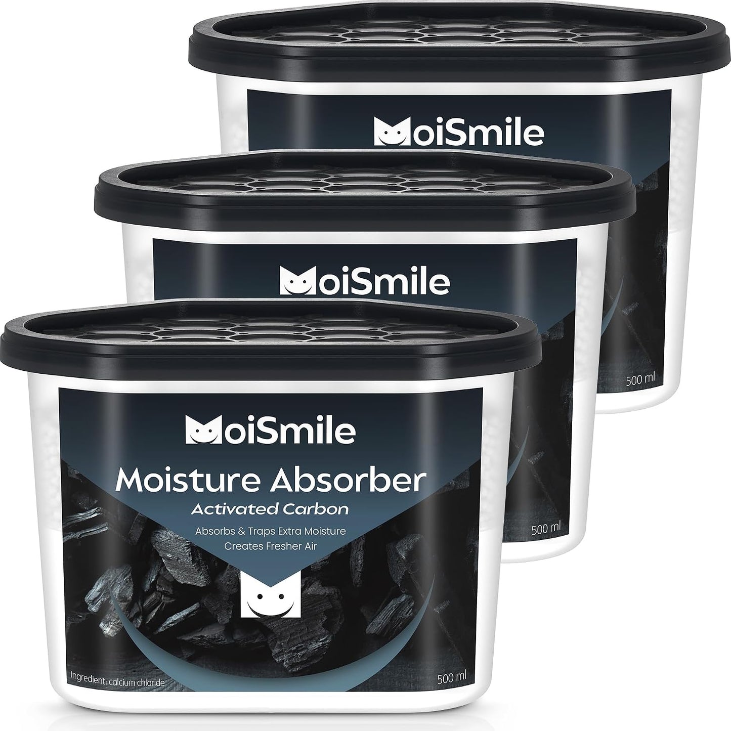 Moisture Absorbers with Activated Charcoal, Humidity Control & Air Deodorizing Preparations for Closet, Bathroom, Basement, Car & RV, 3 Pack