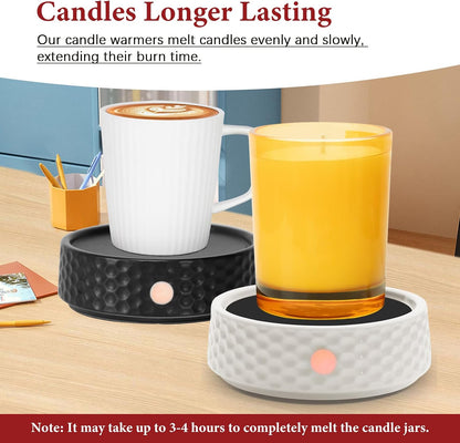 Electric Large Candle Warmer Plate - Ceramic Candle Wax Warmers Timer Adjust Fragrance Intensity Auto Shut Off for Home Office, Aromatherapy Fragrance and Heating Beverage, Milk, Tea, Hot Chocolate