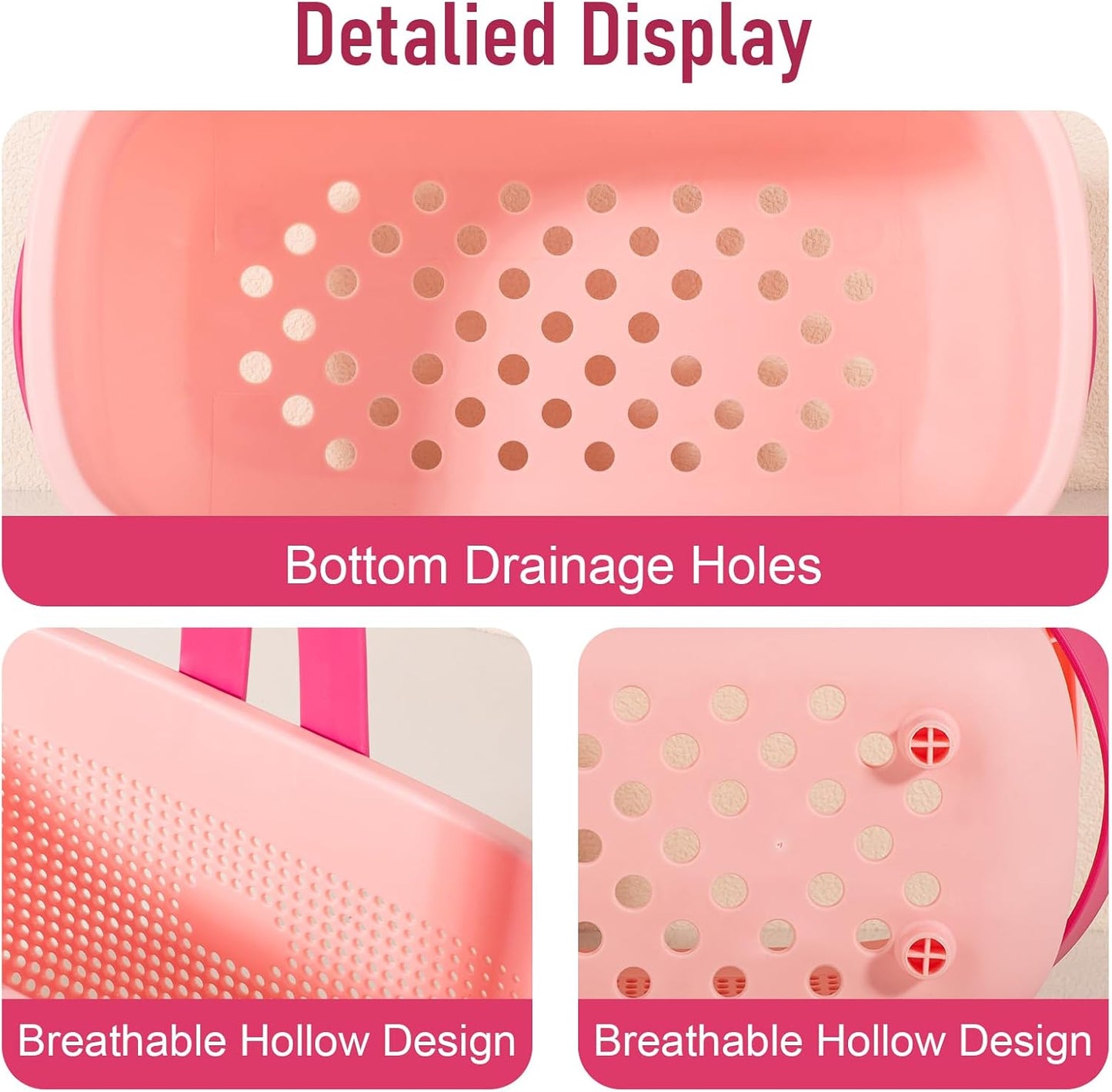 JiatuA Plastic Storage Basket with Handle Portable Shower Caddy Tote Organizer Basket Bin for Bathroom Kitchen Dorm Room Bedroom, Green | Sturdy Drainage Large Capacity Organizer Basket with Silicone Handles for Bathroom Kitchen Bedroom College Dorm