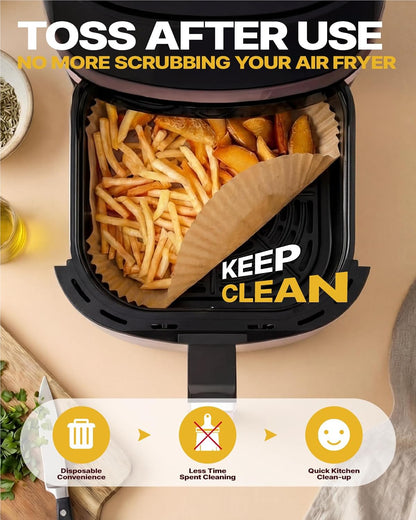 Katbite Air Fryer Liners, 8.6 x 5.5 Inch for Dual Basket Fryers, 220 Count | Disposable oil-proof parchment liners for dual basket air fryers; Compatible with Foodi DZ201, DZ401 and FG551 models.