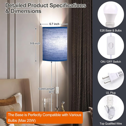 Battery Operated Rechargeable Wall Sconce Set of Two with 10000mAh Battery