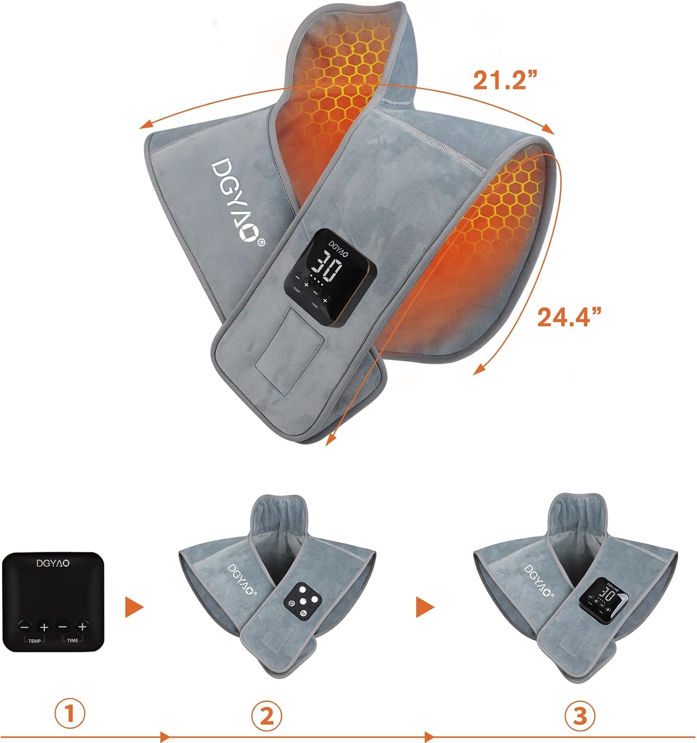 TUOB Heating Pad for Neck and Shoulder, Portable Cordless Heating Pad for Pain Relief with 4000mAh Controller, Rechargeable Electric Heat Pad, 4 Heat Setting & 6 Timers Auto Off