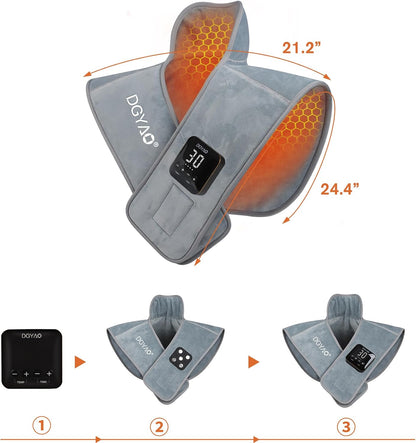 TUOB Heating Pad for Neck and Shoulder, Portable Cordless Heating Pad for Pain Relief with 4000mAh Controller, Rechargeable Electric Heat Pad, 4 Heat Setting & 6 Timers Auto Off