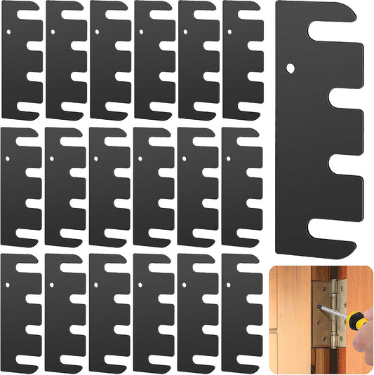 16 Pcs Hardware Door Hinge Shims,4" Stainless Steel Door Hinge Spacer | 0.03" Thick Doors Hinge Shims Hinge Spacer with Black Coated Finish for Repair Kit