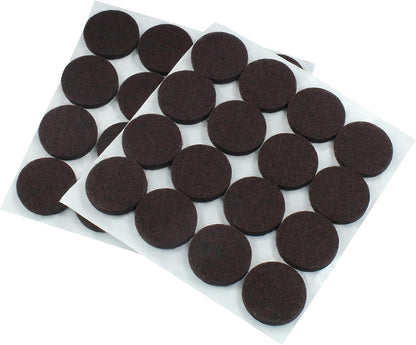 48 Pcs 1-1/2"/38mm Felt Furniture Pads Brown Round | Self Adhesive, 5mm Thick, Anti Scratch Floor Protectors, For Furniture Feet Chair Legs