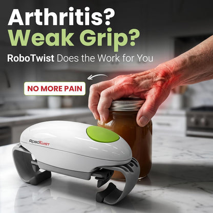 Robotwist Automatic Jar Opener Deluxe Model with Improved Torque | Electric, One Touch Hands Free for Seniors with Arthritis or Weak Hands, Fits All Jars 1.2–3.5 in